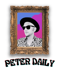 the peter daily logo with a picture of a man in a hat and sunglasses