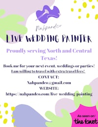 a flyer for live wedding painter in north central texas