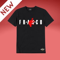 a black t - shirt with the word franco on it