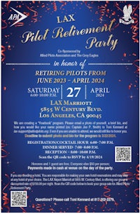 a flyer for the lax pilot retirement party