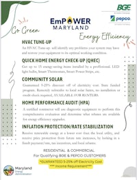 a flyer for an energy efficiency program in maryland