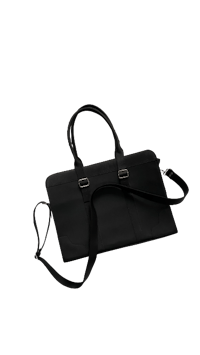 a black laptop bag on a black background