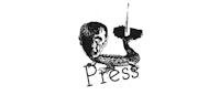 a black and white image of the press logo