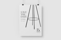 save the date poster with a black and white design