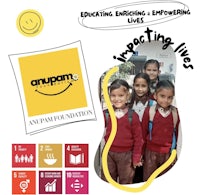 a poster with a group of children and the words'educating, empowering, impacting lives'