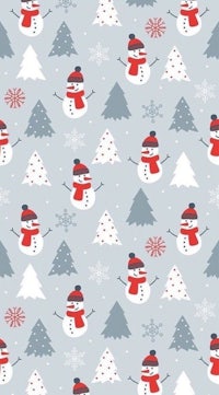a snowman pattern with trees and snowmen