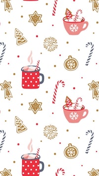 a seamless pattern with candy canes and hot cocoa