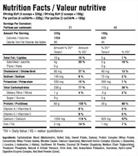 nutrition facts - value nutritive