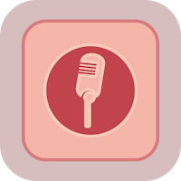 a microphone icon on a pink square