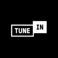 the tune in logo on a black background