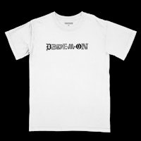 a white t - shirt with the word demon on it