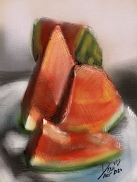 a piece of watermelon on a plate