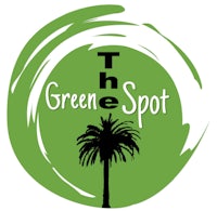 the green spot logo with a palm tree