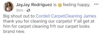 jay rodriguez is happy with his carpet cleaning