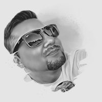 a black and white drawing of a man wearing sunglasses