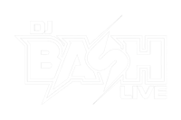 dj bash live logo on a black background