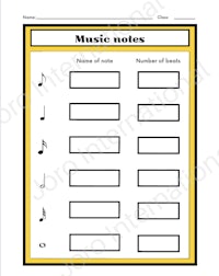 music notes worksheet