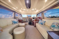 the interior of a luxury motor yacht