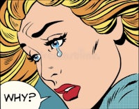a woman crying in pop art style stock illustration