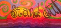 a colorful painting with the words stand out