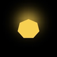 a glowing yellow hexagon on a black background