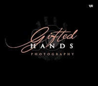 a black and white logo for gilded hands photography