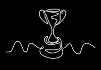 a line drawing of a trophy on a black background