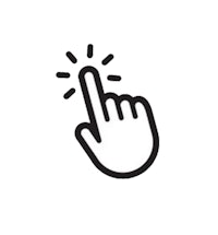 a black and white icon of a finger pointing at something