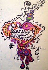 a drawing of a heart with a quote on it