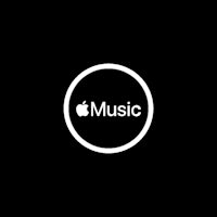the apple music logo on a black background