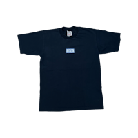a navy t - shirt with a blue logo on it