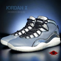 the jordan x monochrome is shown on a blue background
