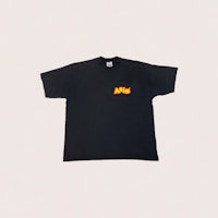 a black t - shirt with flames on it