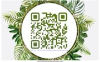 a qr code with green leaves around it