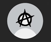 the anarchy symbol on a black background