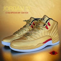 jordan xiii gold shoes on a gold background