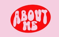 about me logo on a pink background