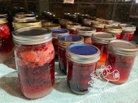 cranberry jam in mason jars on a counter