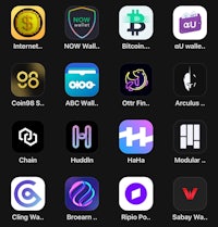 a list of different bitcoin apps on a black background