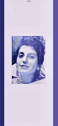 a photo of a woman in a purple frame