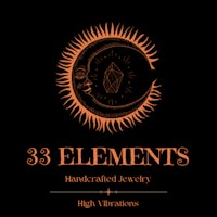 the logo for 33 elements, a collection of high vibrational jewelry