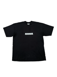 a black t - shirt with a white logo on it