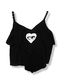 a black top with a heart on it