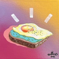a painting of a toast with an egg on it