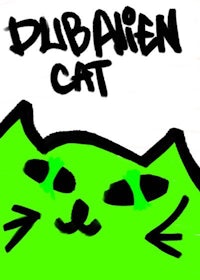 a green cat with the words dub alien cat