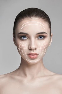 a woman's face with lines drawn on it