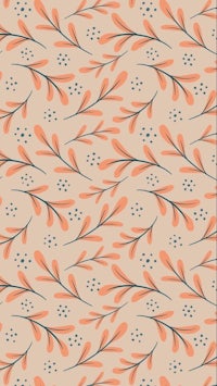 a pattern of leaves and branches on a beige background