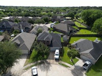 an aerial view of a residential neighborhood