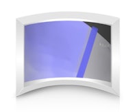 an image of a blue and white curved frame on a white background