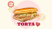 a sandwich with the words torta on it